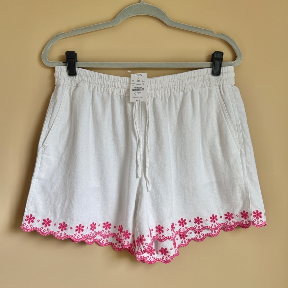 J.Crew Pink Embroidered Linen Shorts Size Medium NWT - Picture 4 of 11